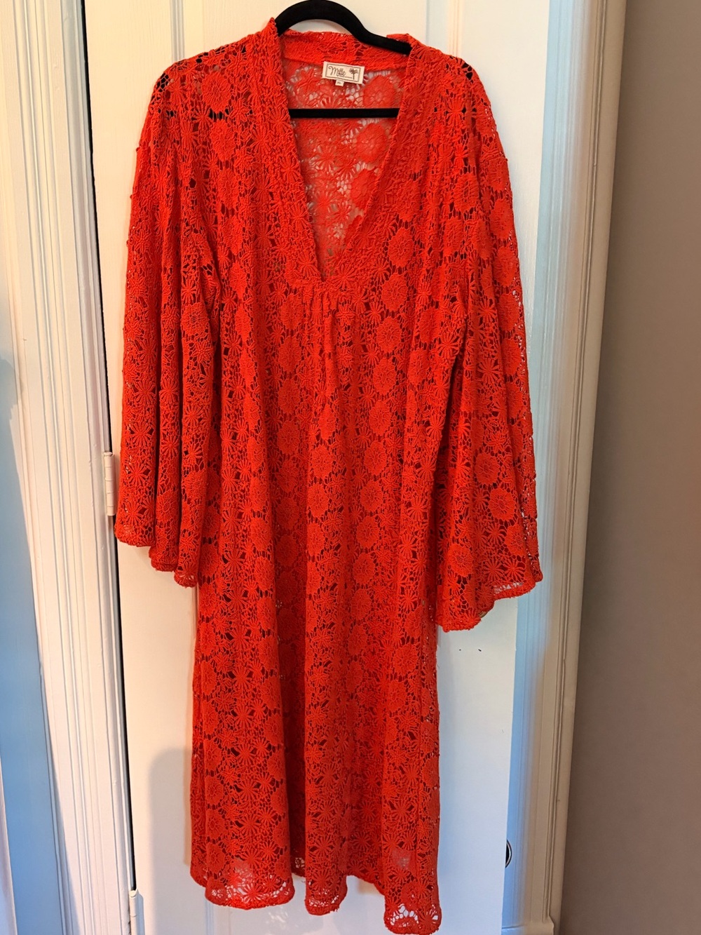 Millie Resort & Travel Dress Anthropologie Crochet Lace V-Neck Dress XL